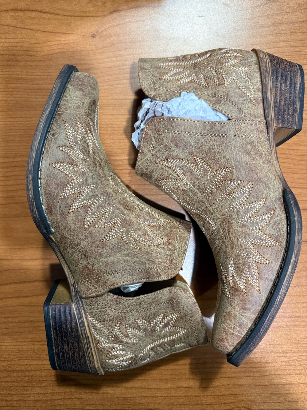 Roper Tan Western Cutout Ankle Booties